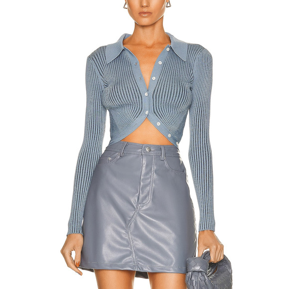 Simkhai 'Sol' Blue Rayon Crop Top Size XS - Picture 1 of 5